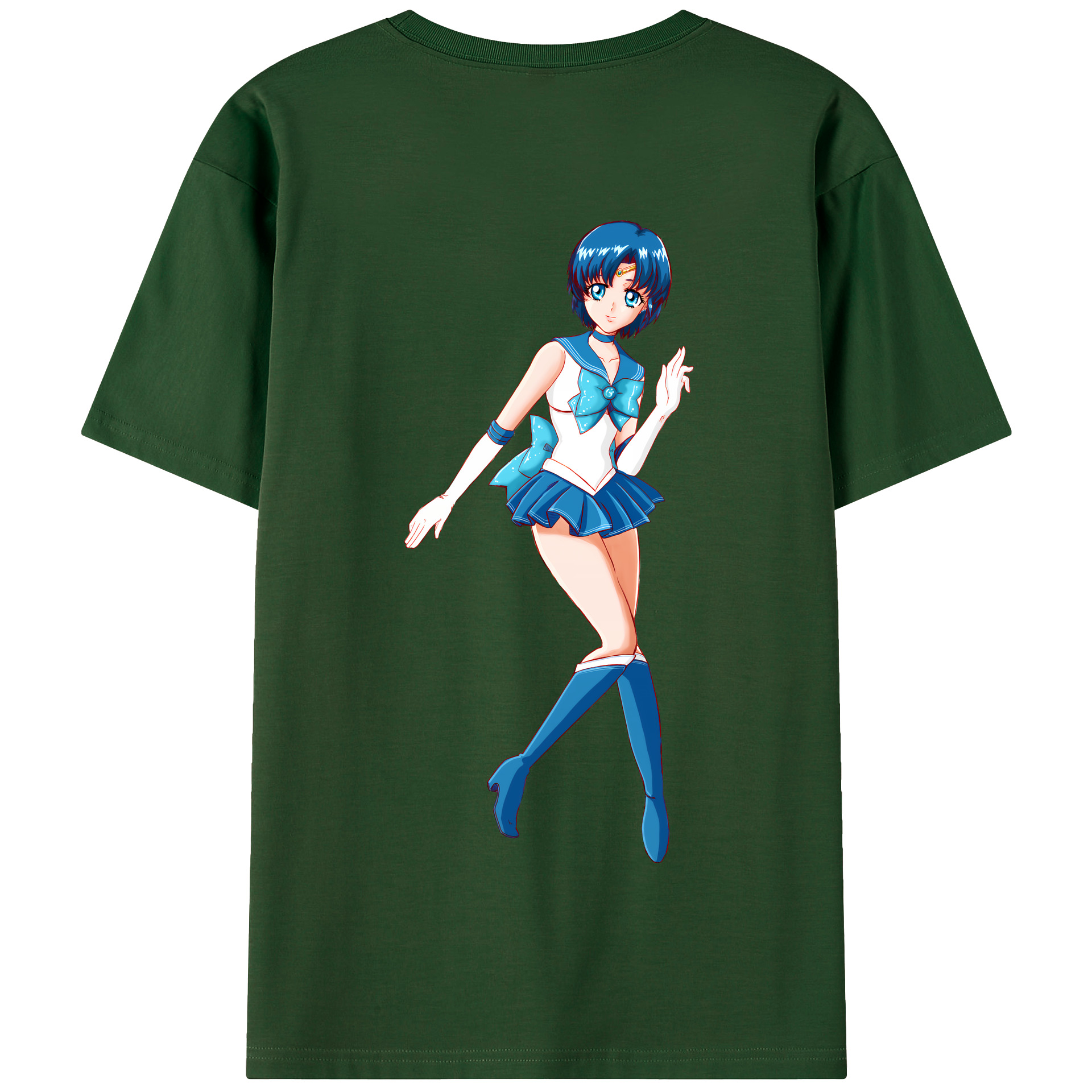 （画像用） 美少女戦士セーラームーン 水野 亜美 みずの あみ Sailor Moon Mizuno Ami 綿100％半袖Tシャツ（背面プリント）